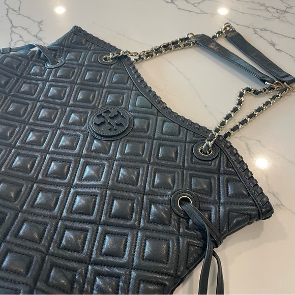 Tory Burch Handbags - Tory Burch Diamond Quilted Black Slouchy Tote Bag